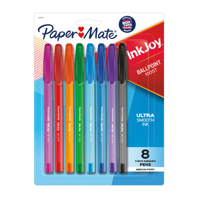 NEWELL BRANDS DISTRIBUTION LLC Paper Mate® InkJoy 100ST Ballpoint Pens, Medium Point, Assorted Ink, 8 Count