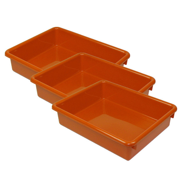 ROMANOFF PRODUCTS Romanoff Stowaway® 3" Letter Tray no Lid, Orange, Pack of 3