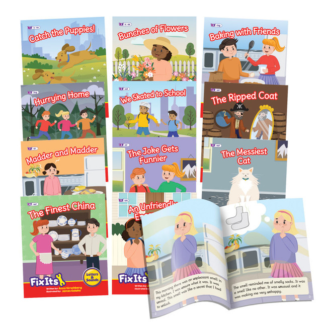JUNIOR LEARNING Beanstalk Books Fix Its Decodable Readers Suffixes Fiction Phase 6, Set of 12