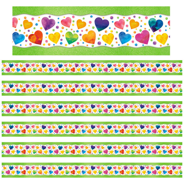 NORTH STAR TEACHER RESOURCE North Star Teacher Resources All Around the Board Trimmer, Watercolor Hearts, 43 Feet Per Pack, 6 Packs