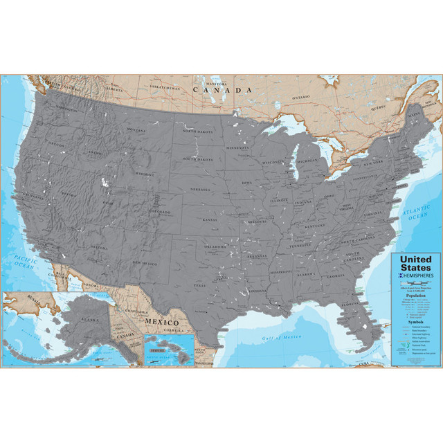 WAYPOINT GEOGRAPHIC Hemispheres® Scratch Off USA 24" x 36" Laminated Wall Map