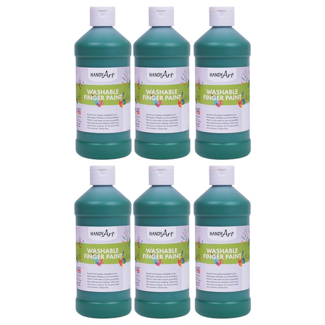 ROCK PAINT DISTRIBUTING CORP Handy Art® Washable Finger Paint, Green, 16 oz., Pack of 6