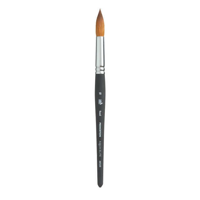 DIXON FINE ART Princeton Aqua Elite Round Brush, Synthetic Bristles, Short Handle Watercolor Paintbrush, Matte Black, Size 16, 1 Count DIXON FINE ART Princeton Aqua Elite Round Brush, Synthetic Bristles, Short Handle Watercolor Paintbrush, Matte Black, Size 16, 1 Count