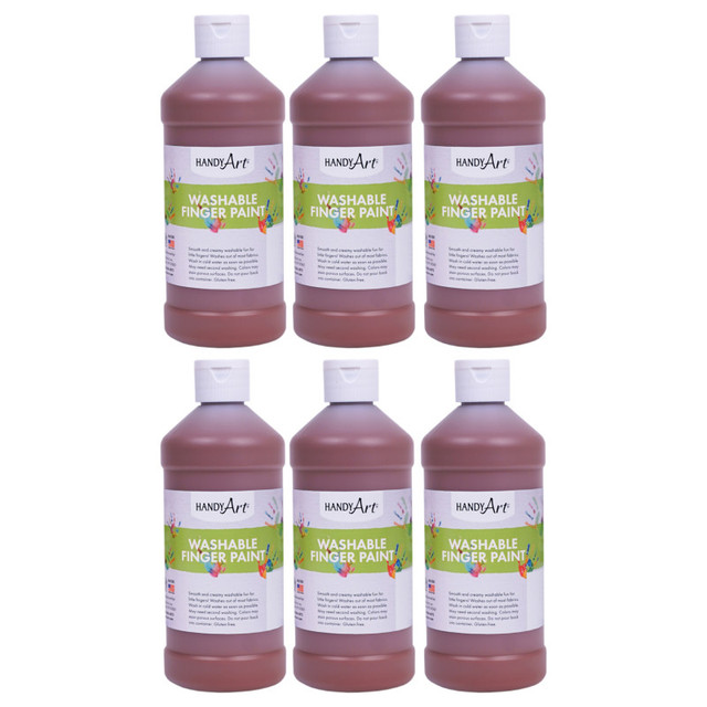 ROCK PAINT DISTRIBUTING CORP Handy Art® Washable Finger Paint, Brown, 16 oz., Pack of 6