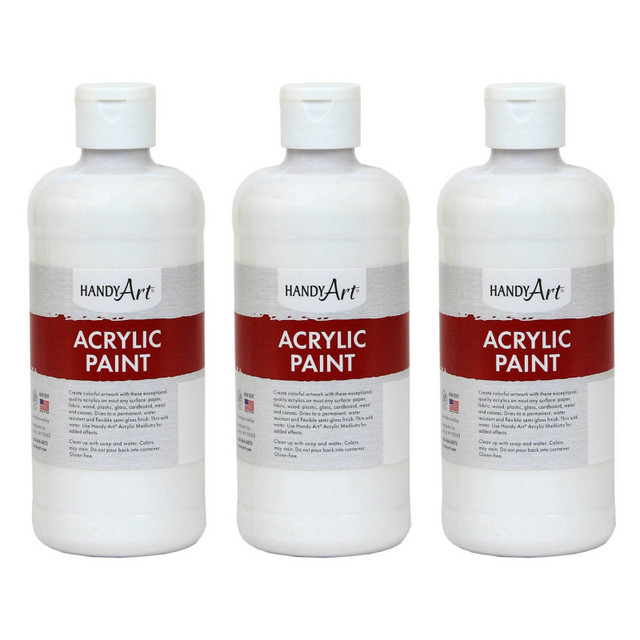 ROCK PAINT DISTRIBUTING CORP Handy Art® Acrylic Paint 16 oz, Blockout White, Pack of 3