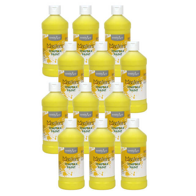 ROCK PAINT DISTRIBUTING CORP Handy Art® Little Masters® Tempera Paint, Yellow, 16 oz., Pack of 12