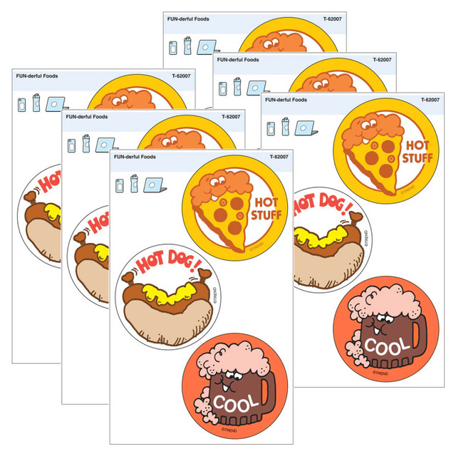 TREND ENTERPRISES INC. TREND FUN-derful Foods Vinyl Stickers, 3 Per Pack, 6 Packs