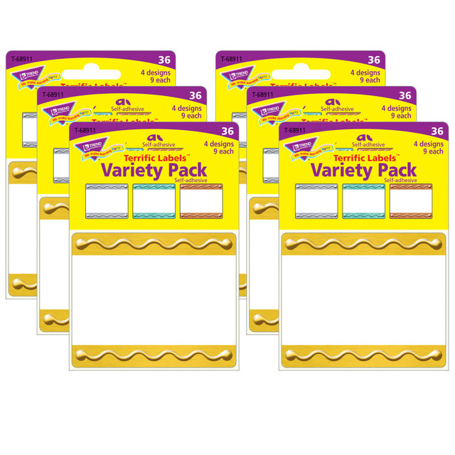 TREND ENTERPRISES INC. TREND I ♥ Metal™ Embossed Terrific Labels™ Variety Pack, 36 Per Pack, 6 Packs