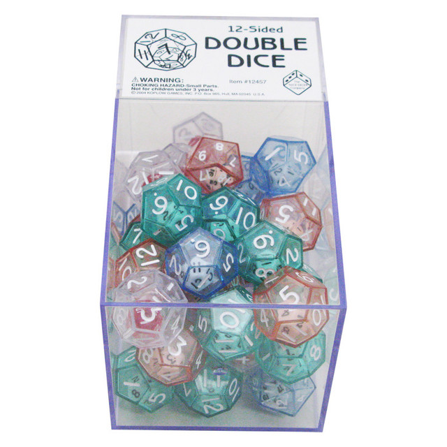 KOPLOW GAMES INC. Koplow Games 12-Sided Double Dice, Box of 40 KOPLOW GAMES INC. Koplow Games 12-Sided Double Dice, Box of 40
