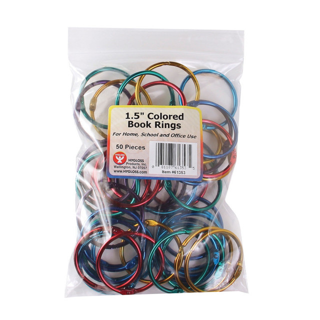 HYGLOSS PRODUCTS INC. Hygloss® Metallic Book Ring, 1.5" Diameter, Pack of 50