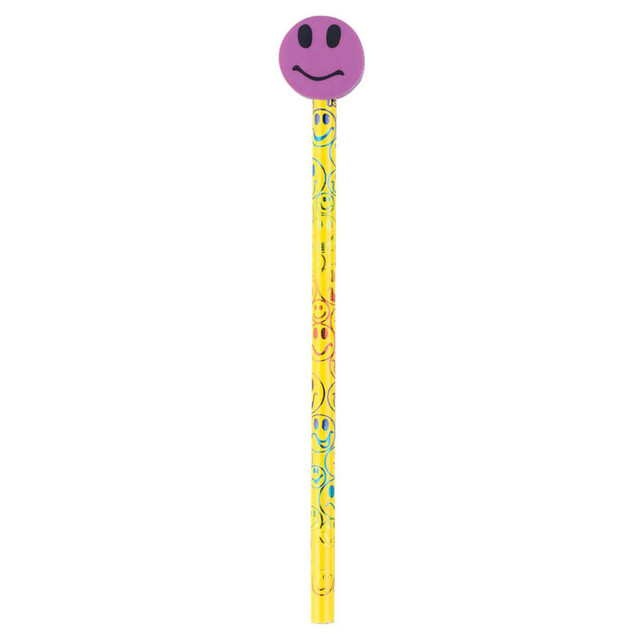 LAROSE INDUSTRIES- ROSE MOON Moon Products Pencil & Eraser Topper Write-Ons, Smiley Face, Pack of 36