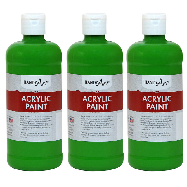 ROCK PAINT DISTRIBUTING CORP Handy Art® Acrylic Paint 16 oz, Light Green, Pack of 3