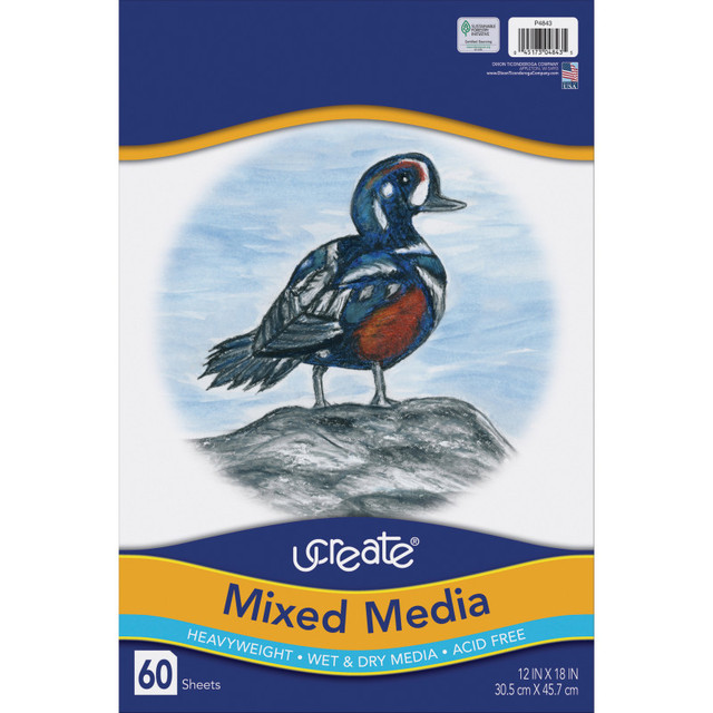 DIXON TICONDEROGA CO UCreate® Mixed Media Art Paper, Heavyweight, 12" x 18", 60 Sheets