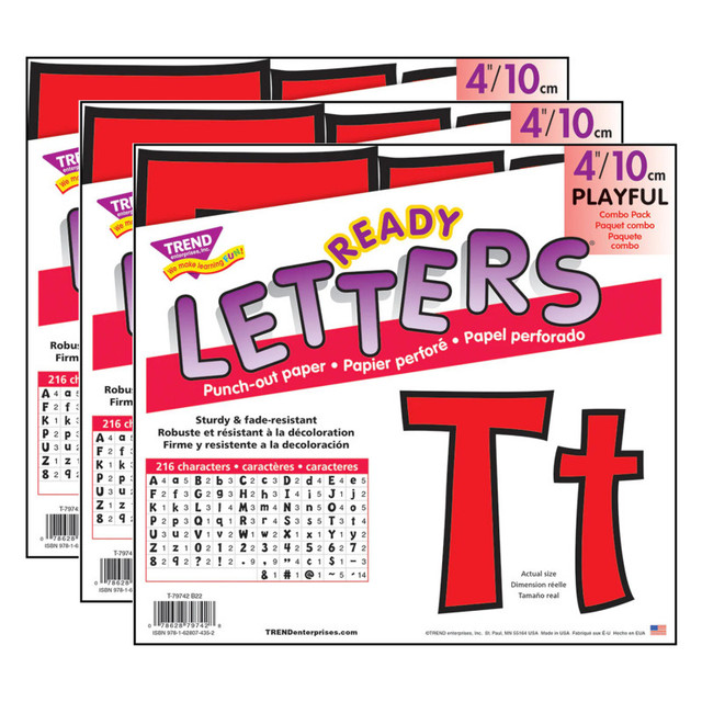 TREND ENTERPRISES INC. TREND Red 4" Playful Combo Ready Letters®, 3 Packs