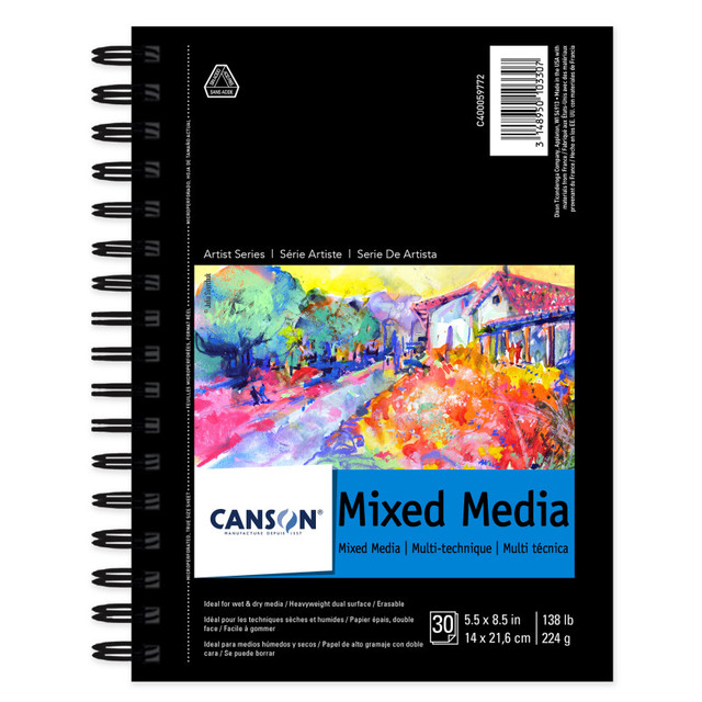 DIXON FINE ART Canson Artist Series Mixed Media Pad, Side Wire Binding, 30 Sheet, 5.5x8.5 inch, 1 Count