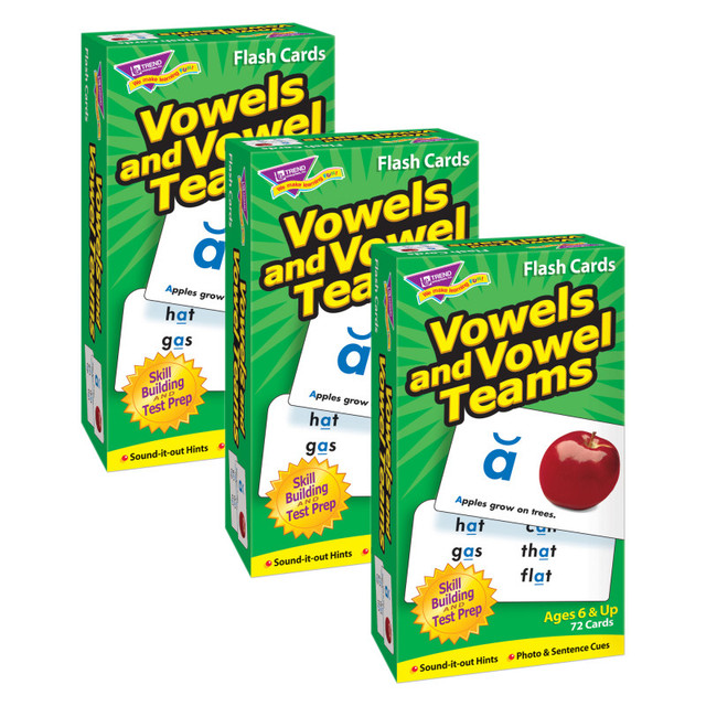TREND ENTERPRISES INC. TREND Vowels and Vowel Teams Skill Drill Flash Cards, Pack of 3