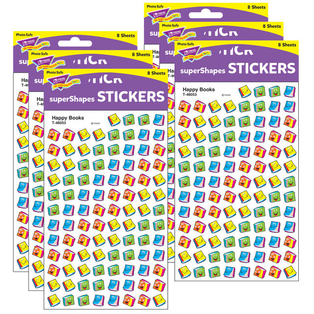 TREND ENTERPRISES INC. TREND Happy Books superShapes Stickers, 800 Per Pack, 6 Packs