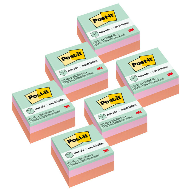 3M COMPANY Post-it® Notes Cube 2051-PAS, 1 7/8 in x 1 7/8 in (47.6 mm x 47.6 mm), Pack of 6