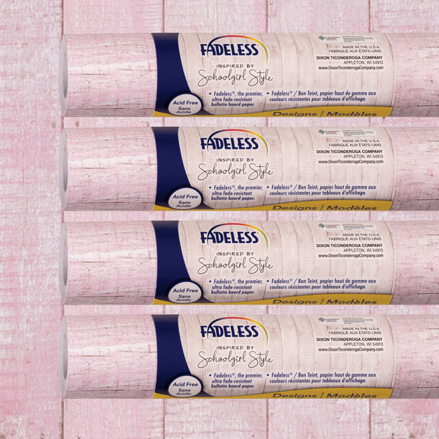 DIXON TICONDEROGA CO Fadeless® Schoolgirl Style Bulletin Board Paper, 48" x 12', Southern Charm in Pink, 4 Rolls