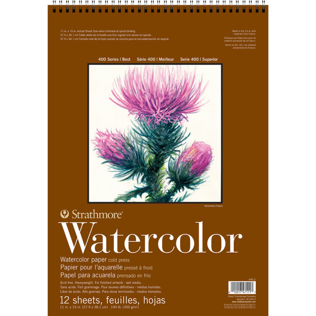 DIXON FINE ART Strathmore 400 Series Watercolor Pad, Top Wire Binding, 12 Sheet, 11x15 inch, 1 Count