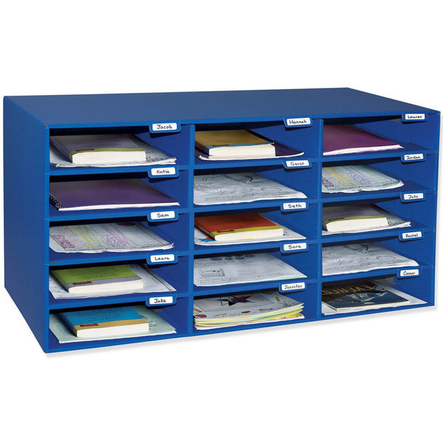 DIXON TICONDEROGA CO Classroom Keepers® Mailbox, 15-Slot, Blue, 16-3/8"H x 31-1/2"W x 12-7/8"D