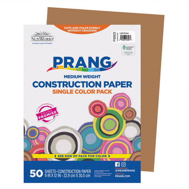 DIXON TICONDEROGA CO Prang® Construction Paper, Medium Weight, Light Brown, 9" x 12", 50 Sheets