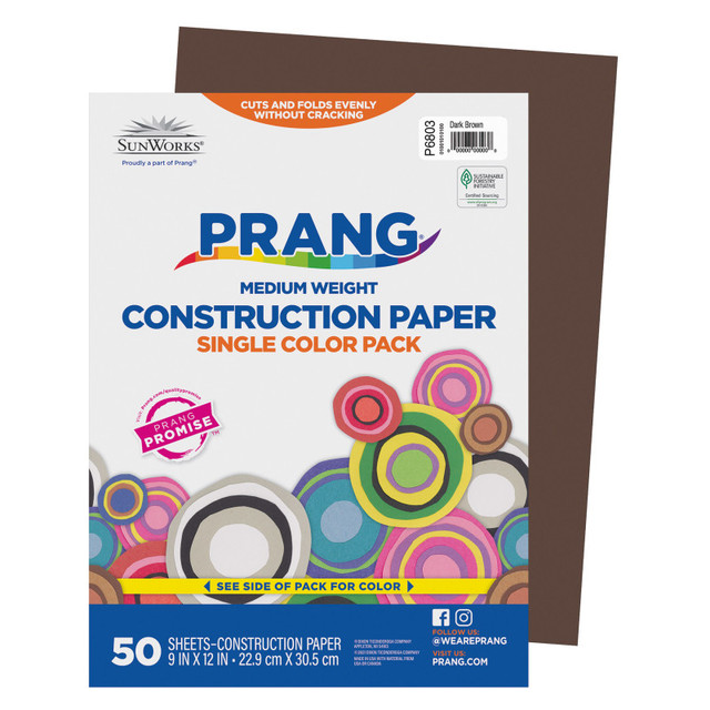 DIXON TICONDEROGA CO Prang® Construction Paper, Medium Weight, Dark Brown, 9" x 12", 50 Sheets