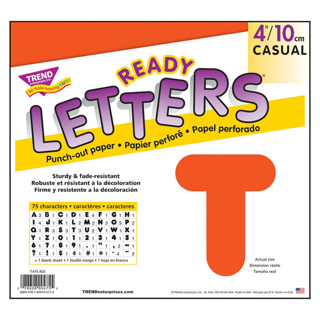 TREND ENTERPRISES INC. TREND Orange 4" Casual Uppercase Ready Letters®