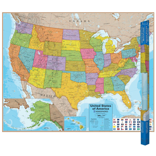 WAYPOINT GEOGRAPHIC Hemispheres® Blue Ocean Series USA Laminated Wall Map, 38" x 48"