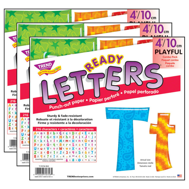 TREND ENTERPRISES INC. TREND Colorful Patterns 4" Play Combo Ready Letters®, 3 Packs