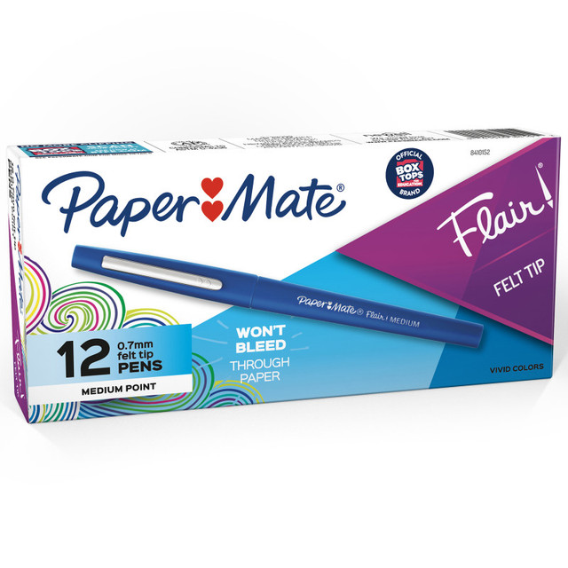 NEWELL BRANDS DISTRIBUTION LLC Paper Mate® Flair Pens, Medium, Blue, Box of 12