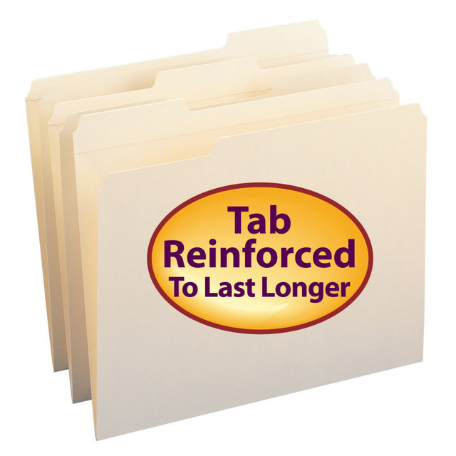 SMEAD MANUFACTURING COMPANY Smead® File Folders, Reinforced 1/3-Cut Tab, Letter Size, Manila, Box of 100