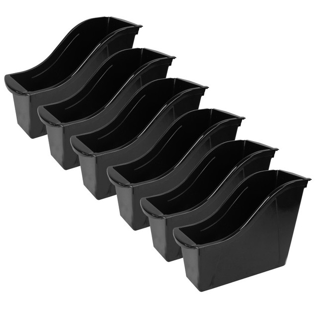STOREX INDUSTRIES Storex Small Book Bin, Black, Pack of 6