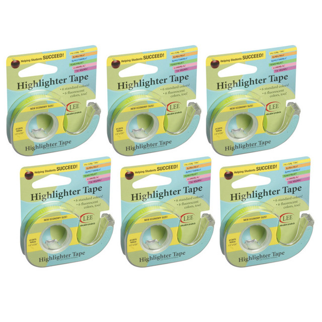 LEE PRODUCTS COMPANY Lee Products Removable Highlighter Tape, Yellow, Pack of 6