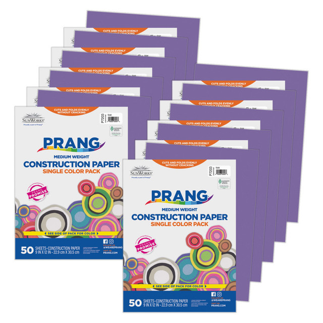 DIXON TICONDEROGA CO Prang® Construction Paper, Medium Weight, Violet, 9" x 12", 50 Sheets Per Pack, 10 Packs
