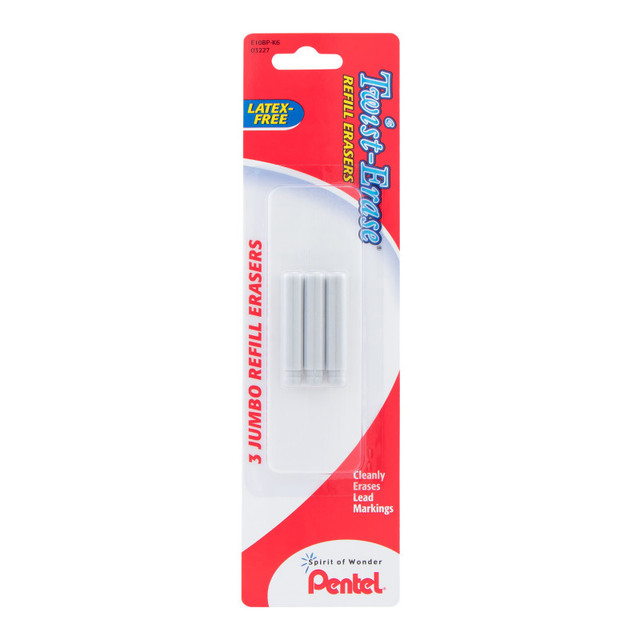 PENTEL OF AMERICA Pentel® Refill Eraser For Pentel Twist-Erase Series Pencils, 3 Per Pack, 6 Packs