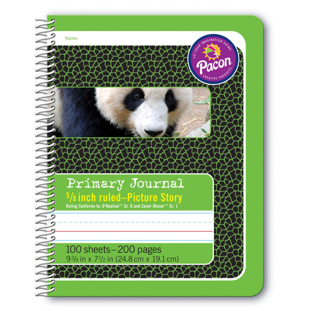 DIXON TICONDEROGA CO Pacon® Primary Composition Book, Spiral Bound, D'Nealian/Zaner-Bloser, 5/8" x 5/16" x 5/16" Picture Story Ruled, 9-3/4" x 7-1/2", 100 Sheets
