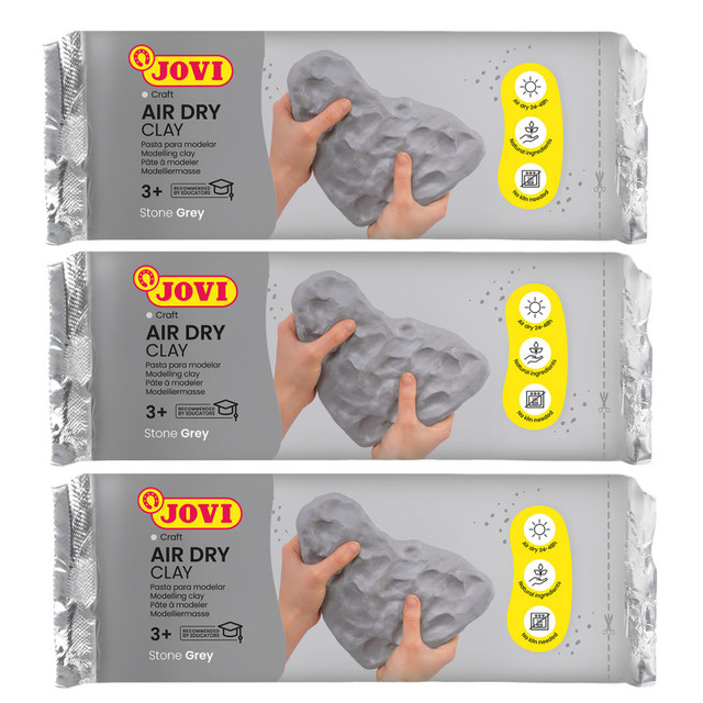 JOVI SA JOVI Air Dry Clay, Grey, 1.1lb Bar, Pack of 3