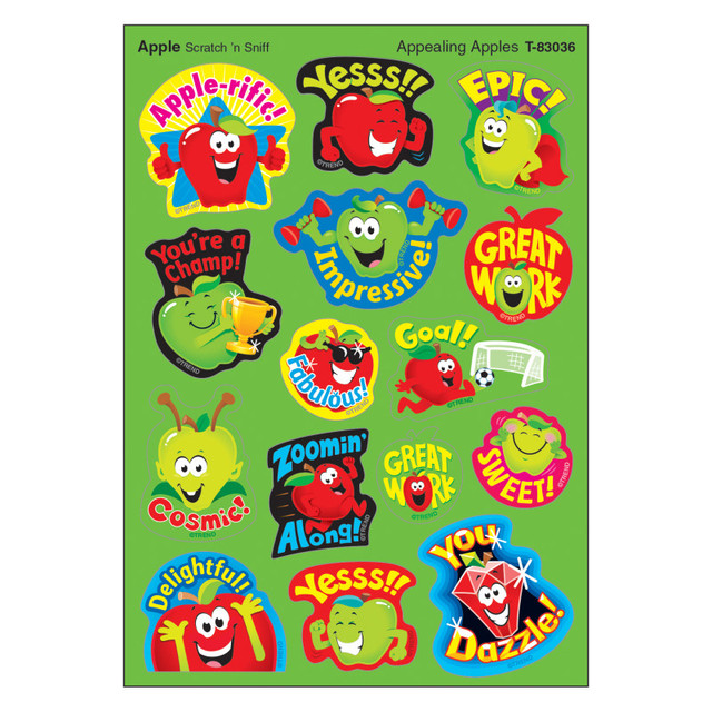 TREND ENTERPRISES INC. TREND Appealing Apples/Apple Mixed Shapes Stinky Stickers®, 60 Count