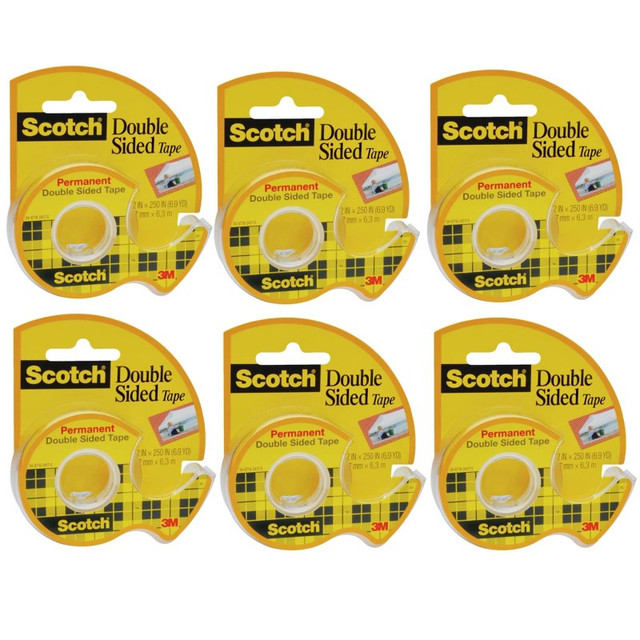 3M COMPANY Scotch® Double Sided Tape Dispenser Rolls, 1/2" x 250", 6 Rolls
