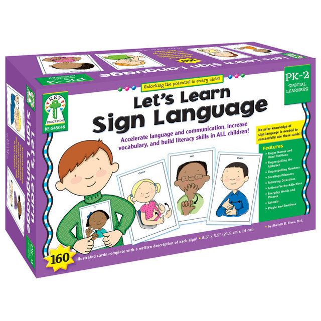 CARSON DELLOSA EDUCATION Key Education Publishing Let's Learn Sign Language Learning Cards