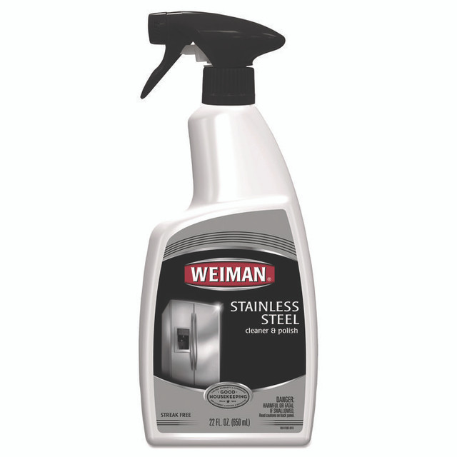 WEIMAN 108 Stainless Steel Cleaner and Polish, Floral Scent, 22 oz Spray Bottle, 6/Carton