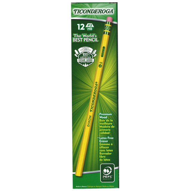 DIXON TICONDEROGA CO Ticonderoga® No. 2 Pencils, Unsharpened, Pack of 12