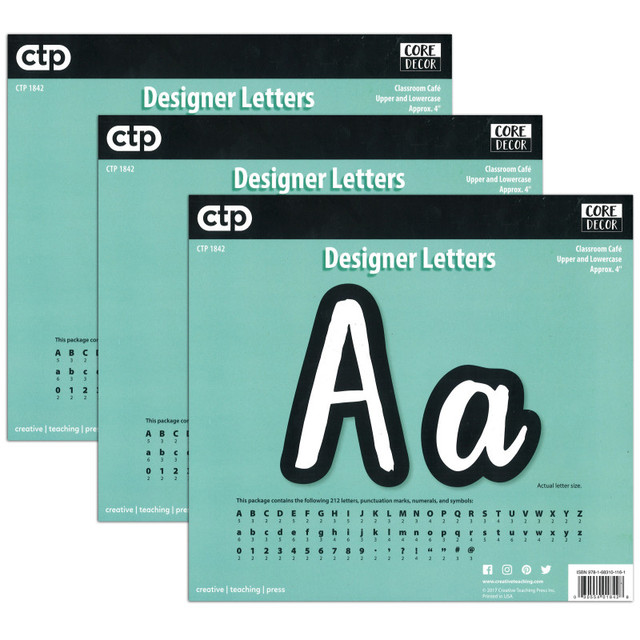 CREATIVE TEACHING PRESS Creative Teaching Press® Bold & Bright Classroom Café 4" Designer Letters, 212 Per Pack, 3 Packs