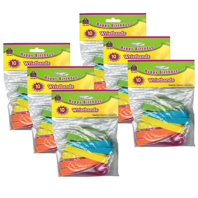 TEACHER CREATED RESOURCES Teacher Created Resources® Happy Birthday 2 Wristband Pack, 10 Per Pack, 6 Packs