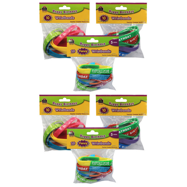 TEACHER CREATED RESOURCES Teacher Created Resources® Happy Birthday Wristband Classroom Super Pack, 30 Per Pack, 2 Packs
