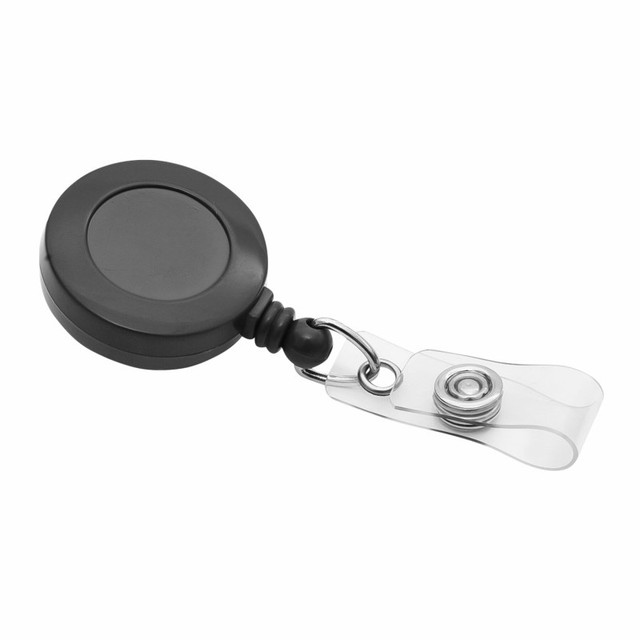 BAUMGARTENS INC SICURIX Standard Round ID Badge Reel with Swivel Spring Clip, Black