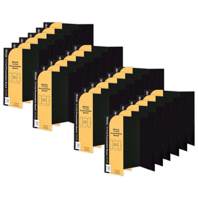 BAZIC PRODUCTS BAZIC Products® Tri-Fold Corrugated Presentation Board, 36" x 48", Black, Pack of 24