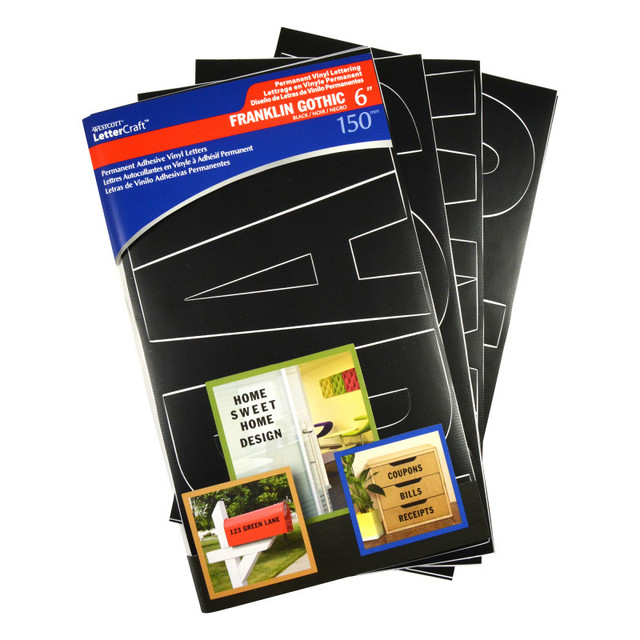 ACME UNITED CORPORATION Westcott® LetterCraft Permanent Vinyl Lettering, Franklin Gothic, 6-Inch, Black