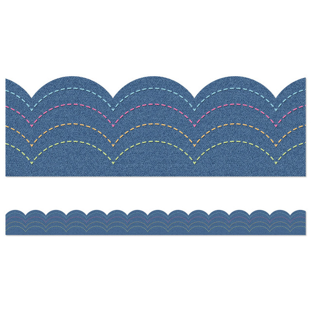 CARSON DELLOSA EDUCATION Carson Dellosa Education Crafty and Cool Denim Scalloped Bulletin Board Borders, 39 Feet